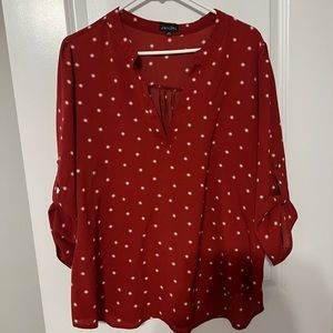 Red with white stars casual long sleeve blouse